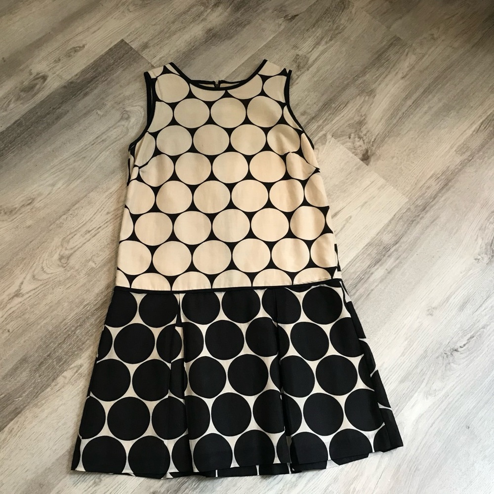LOFT Ann Taylor Retro Black White Polka Dot Midi Day Dress size 00P